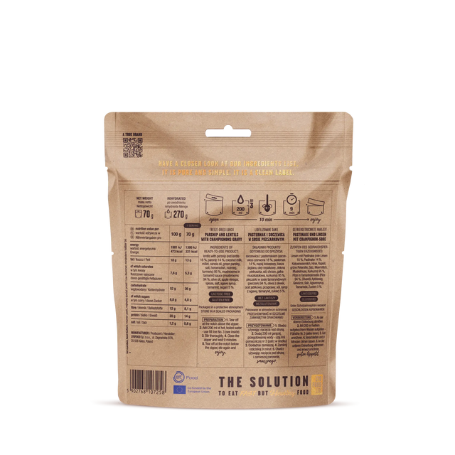 Panais et lentilles au sauce de champignons