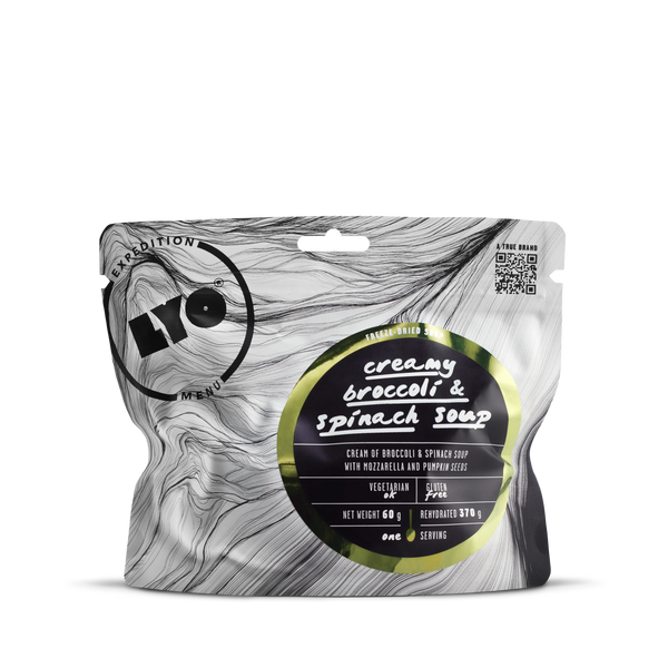 Cream of broccoli & spinach soup with mozzarella and pumpkin seeds